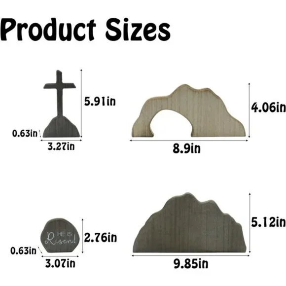 Empty Tomb Easter Scene and Christian Cross Decoration Wood Easter - Picture 2 of 7